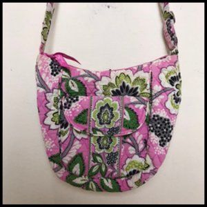 Vera Bradley Pink & Green Floral 9" x 10" Medium Pouch Crossbody Bag